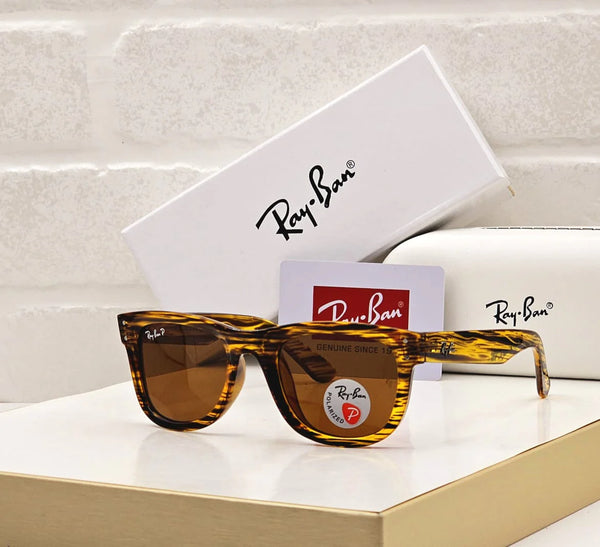 RAY-BAN Polarized Tortoise Shell Luxury Wayfarer Sunglasses for Unisex